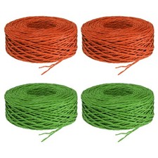 4 Rolls Raffia Ribbon, 109 Yard Paper Twine String, Orange Green