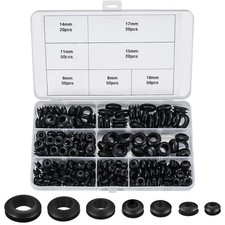 260 Pcs Rubber Grommets Kits, 7 Assorted Sizes Black Electrical Cable Holes Cond
