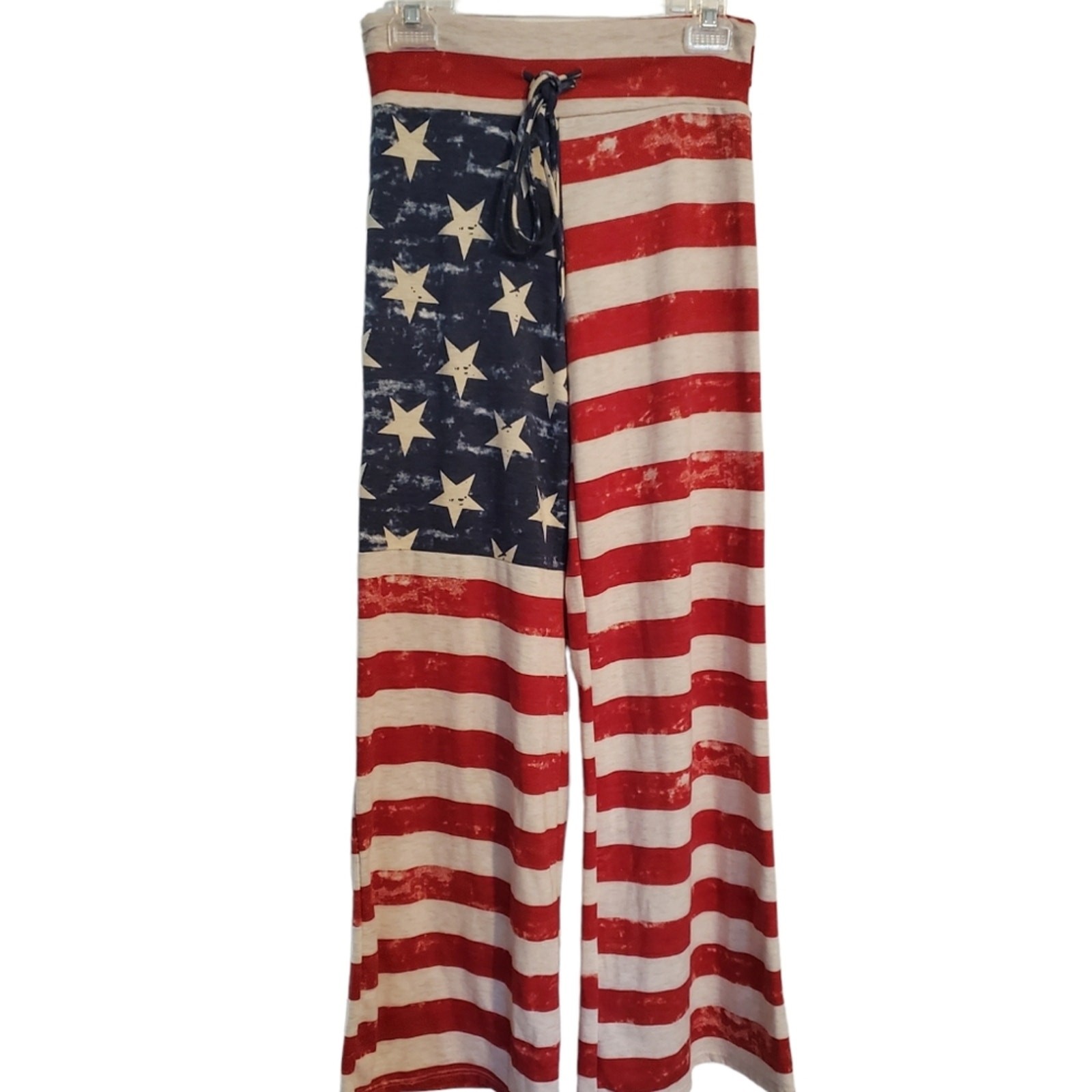 Woman's red white and blue USA patriotic flag lounge pants size M