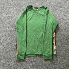 Realtree Waffle Knit Shirt Mens Size L Green Camo Back Long Sleeve Outdoor Top