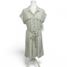 Lucky Brand Sage Floral Shirt Dress NWT Button Cottage Midi Dress Size Large