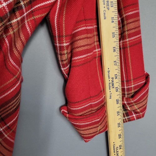 Evan- Picone Woman Plaid Light Tweed Jacket Womens 22W Red Open Front 3/4 Sleeve - Picture 11 of 14