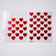 50 HEART SHAPE STICKER SHEET FOIL SCRAPBOOK JOURNAL KISS DIE CUT DECAL VALENTINE