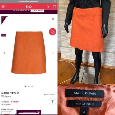 Women Marc O'Polo Skirt Coral Wool 36 / S / 44