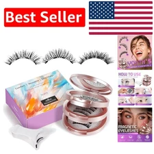 3 Pairs of Natural Magnetic Eyelashes - Effortless Beauty, Waterproof & Reusable