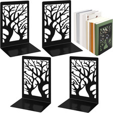 4 Pezzi Nero Fermalibri in Metallo, 9 * 12 * 17.5 Cm Reggi Libri Con Tappetino A