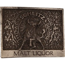 Schlitz Malt Liquor Beer Drinker Western Rodeo Cowboy 70 NOS Vintage Belt Buckle