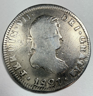 1821 Mo JJ Mexico 2 Reales Ferdinand VII Silver Spanish Colony Coin Final year!