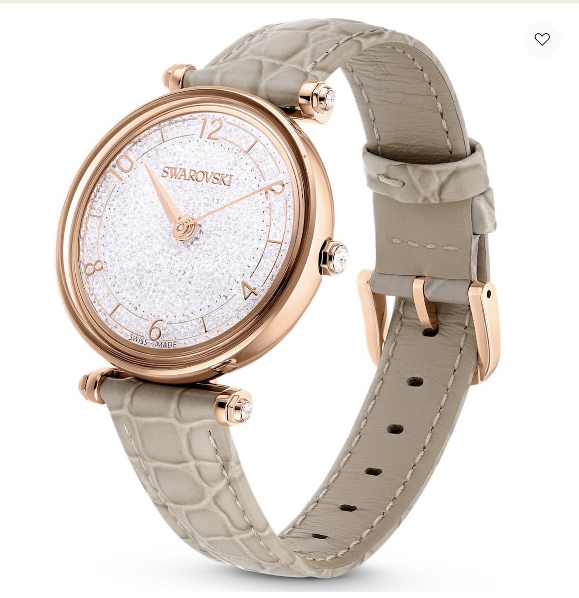 Swarovski Crystalline Watch Rose Gold Beige Leather Strap  display picture 3