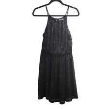 Francescas Mi Ami Black Sparkle Halter Neck Sleeveless Mini Dress - Size S