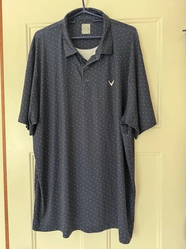 Callaway Golf Polo Short Sleeve Shirt Mens Navy Blue Opti Dri XXL Logo 2xl