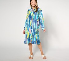 Denim  Co. Women's Petite Swimsuit PXL Beach Gauze Button Multi-colored A634769