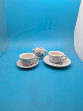 Vintage, Japan, Blue Willow, 5pc Child  s Tea Set - White Wicker Hope Chest