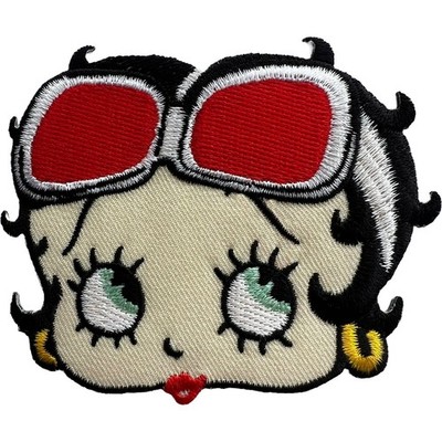 Betty Boop Gold Ohrringe Sonnenbrille Patch bestickt Abzeichen Bügelbild Kleidung aufnähen