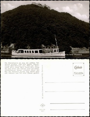 Waldeck Edersee mit Schloß Waldeck im Ferienland Waldeck Schiff 1963