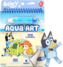 Bluey Aqua Art - Reusable Water Reveal Activity Pages with Water Pen for No-Mess
