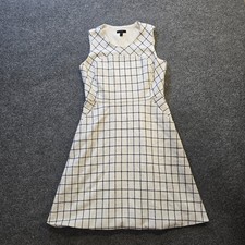 J Crew Dress Womens Size 10 White Windowpane Plaid A Line Fitted Capsule Casual