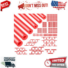 Red Vacuum Hose Kit 6PCS 5FT, 1/8" 5/32" 3/16" 1/4" 5/16" 3/8" Tubings With Colo