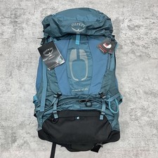 Borsa zaino Osprey Atmos AG 65 blu S/M escursionismo viaggio nuova con etichette prezzo consigliato £ 300 #358E2