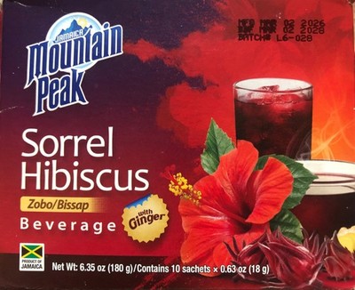 Jamaican Instant Sorrel Hibiscus Beverage Mix With Ginger-2 Pk Flor de Jamaica