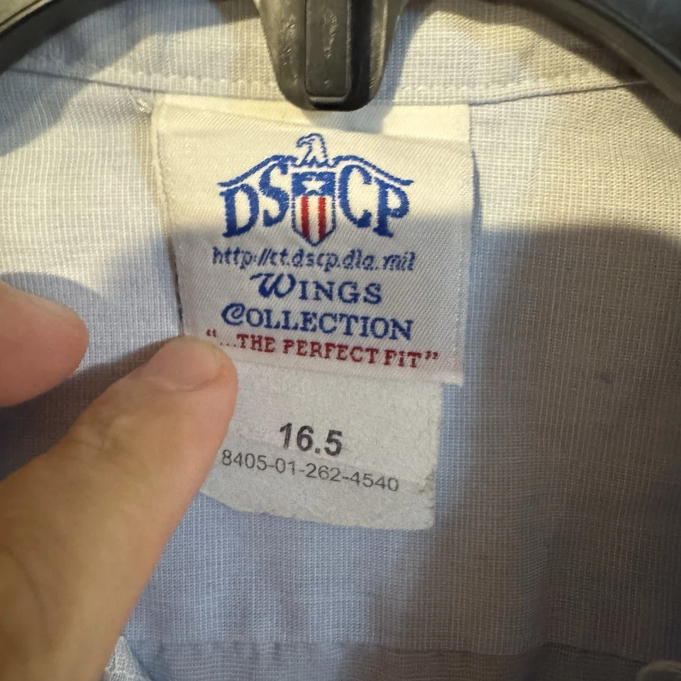 Camisa Colección Alas DSCP de EE. UU. Talla 16.5 Azul Manga Corta Uniforme Militar Foto 3 de 4