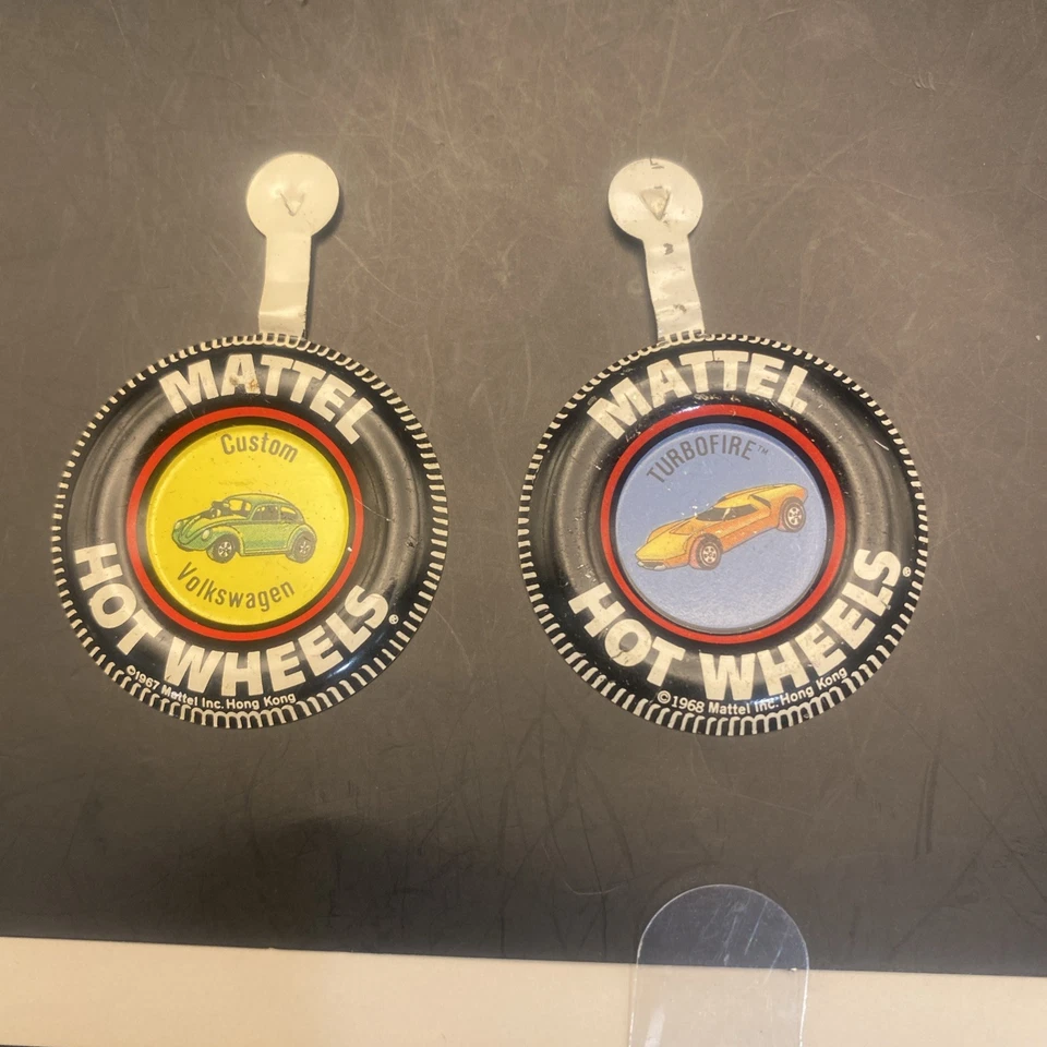 Vintage Hot Wheels Redline Custom Volkswagen & Turbo fire Badge Button Pin - Image 3 of 4