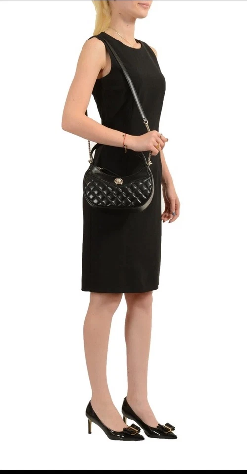 Versace Medusa Quilted Leather Half Moon Crossbody Bag. HOT DEAL $1400 - Image 3 of 4