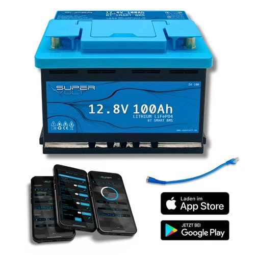 Supervolt LiFePO4 100Ah (105Ah) 12.8V Lithium Batterie mit Bluetooth