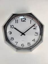 IKEA PUGG Wall Clock 12-1/2" Stainless Steel Analog Silent Quartz Battery NIB