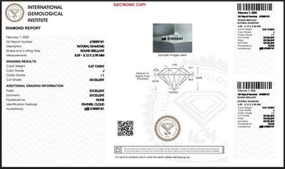 IGI Zertifiziert 0.47 ct Natürlicher J/I1 Diamant Rundschliff Brillant 5 mm