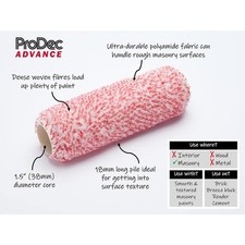 ProDec Advance Long Pile Heavy Duty Roller 9" x 1.5" Textured Masonry Paints x3