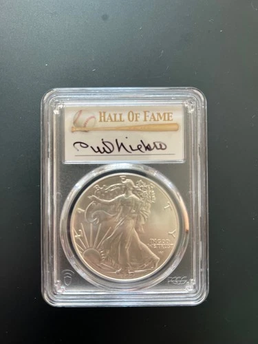 2022 American Silver Eagle MS70 FDOI HOF Phil Niekro Signed Pop 25