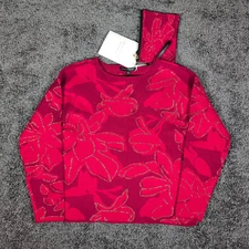 Adrienne Vittadini 2 pc Sweater & Wristlet Set Women's M Red Drop Shoulder Relax