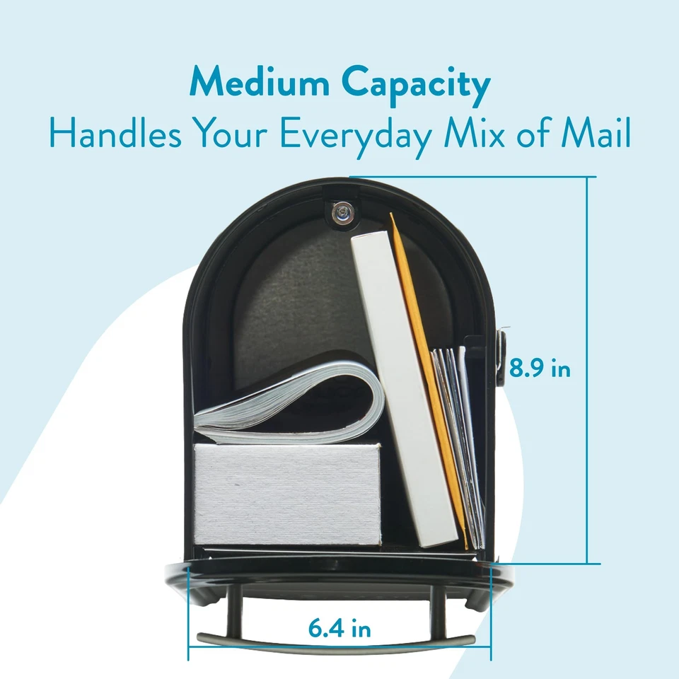 Architectural Mailboxes Franklin Post Mount Mailbox, Black with Silver Accent... - Image 3 of 4