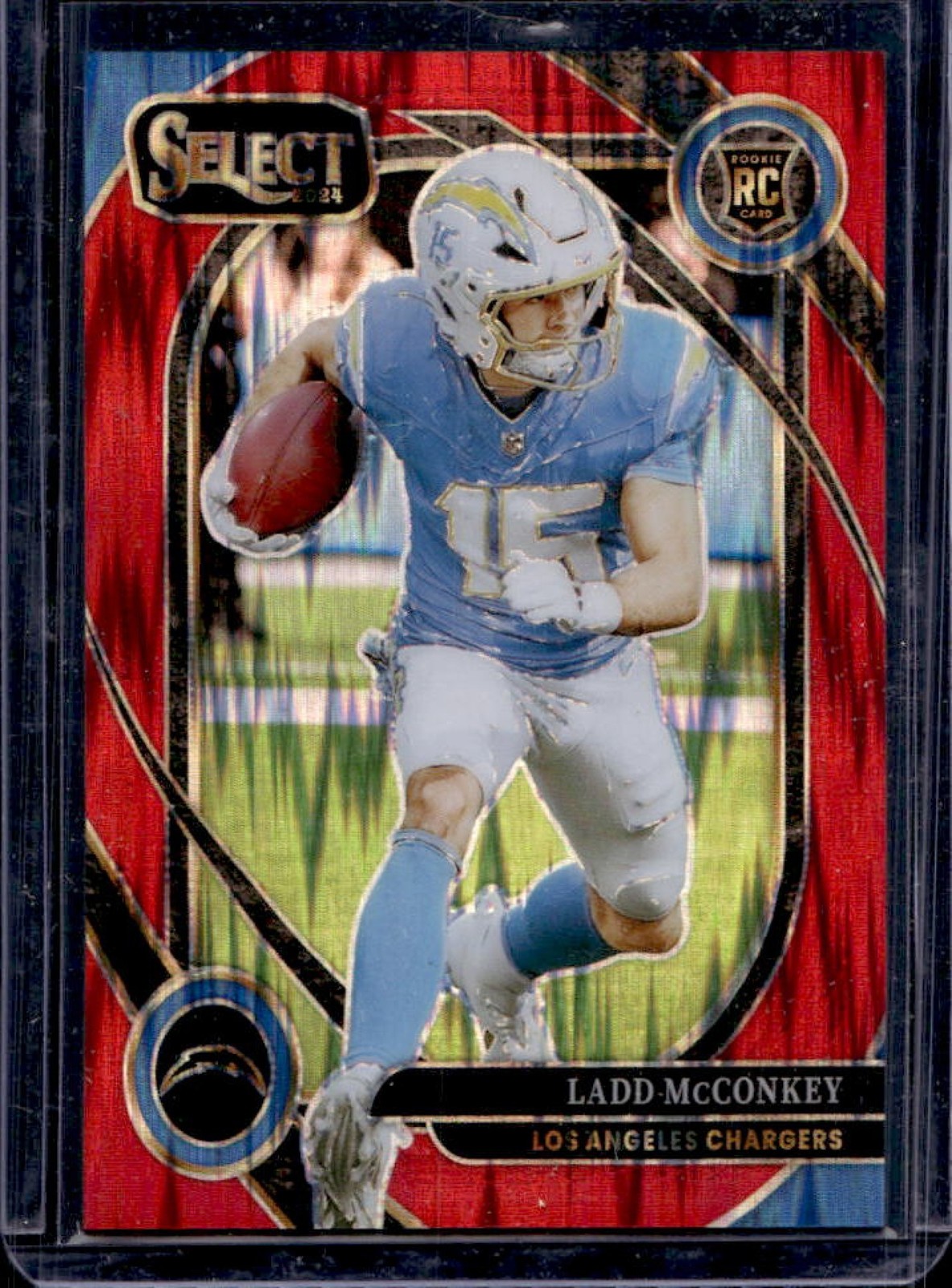 2024 Select Ladd McConkey Club RC Red Prizm Shock #249/249 Chargers