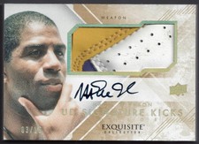 2013-14 Exquisite Magic Johnson Signature Kicks Jumbo Auto Sneaker Patch 03/15