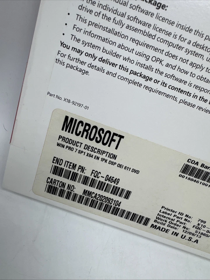 Microsoft Windows Home Server OEM System Builder Pack Made In USA X10-63162 Pro - Image 2 of 4