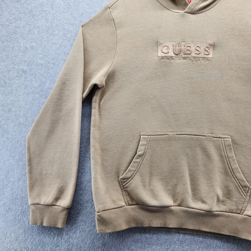 Guess Sudadera con Capucha Para Hombre Tostado Medio Pullover Los Ángeles Bordado Logo Sudadera Foto 3 de 4