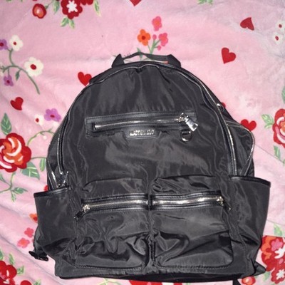 Madden NYC Black Backpack Silver Hardware Zip Closure Adjustable Straps Pockets