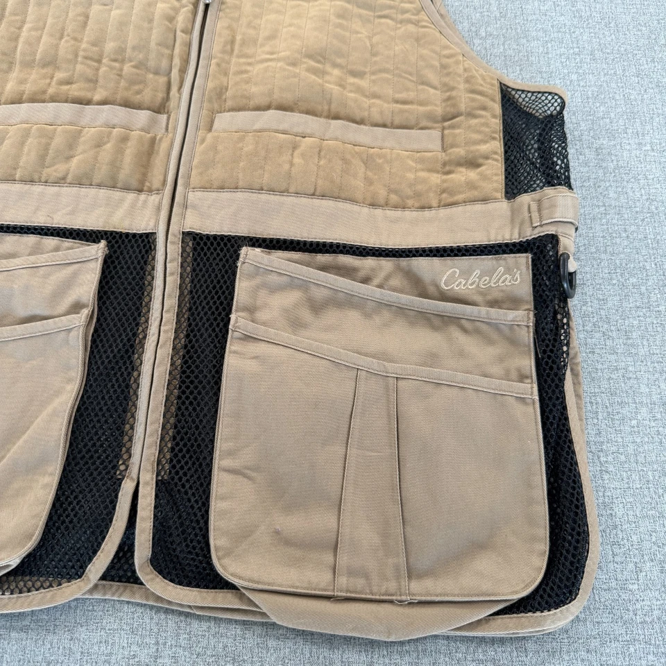 Cabelas Targetmaster II Shooting Vest Mens XL Beige Tundra Full Zip Pockets Mesh - Image 3 of 4