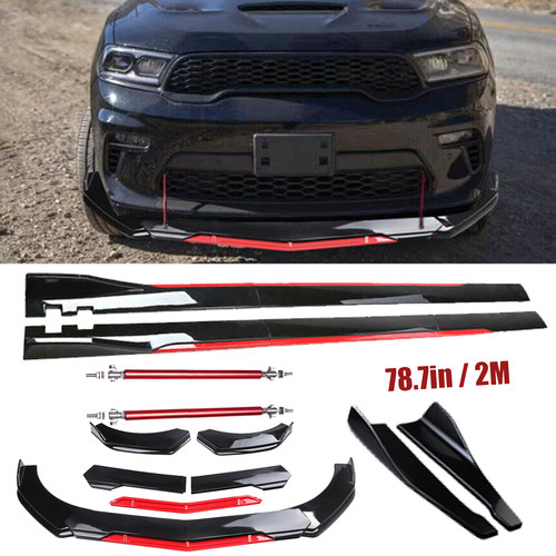 Front Bumper Lip Splitter Spoiler Side Skirts Glossy Black For Dodge Durango SRT