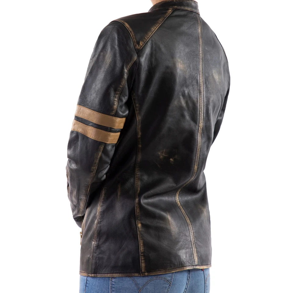 Women's Racer Vintage Leather Jacket Women Distressed Black Biker Jacket Women - Image 3 of 4