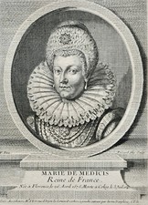 MARY OF MEDICIS QUEEN (1575-1642) FLORENCE PORTRAIT ENGRAVING 18th century