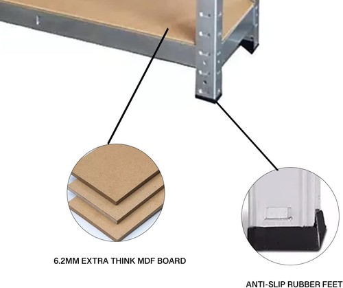 Garage Shelving Units 4 Tier Heavy Duty Metal Storage Racking Shelf -150x30x75cm - Picture 7 of 8