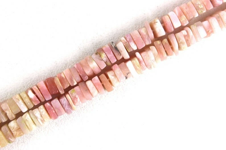 Cuentas Heishi de ópalo peruano rosa natural de 16" de buena calidad 4-5 mm de piedras preciosas Foto 3 de 4