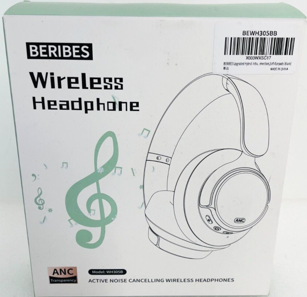 BERIBES WH305B Hybrid Active Noise Cancelling Headphones with Transparent  Mode