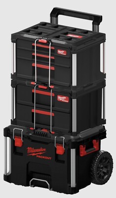 Milwaukee schwarzer PACKOUT Trolley 3-teiliges Schubladenset