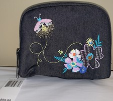 Vera Bradley Iconic Medium Cosmetic Bag Moonlight Garden Pattern Embroidered NWT