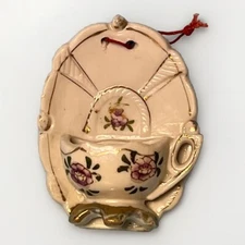 Vintage Occupied Japan Mini Wall Pocket Multicolor Floral Tea Coffee Cup Saucer