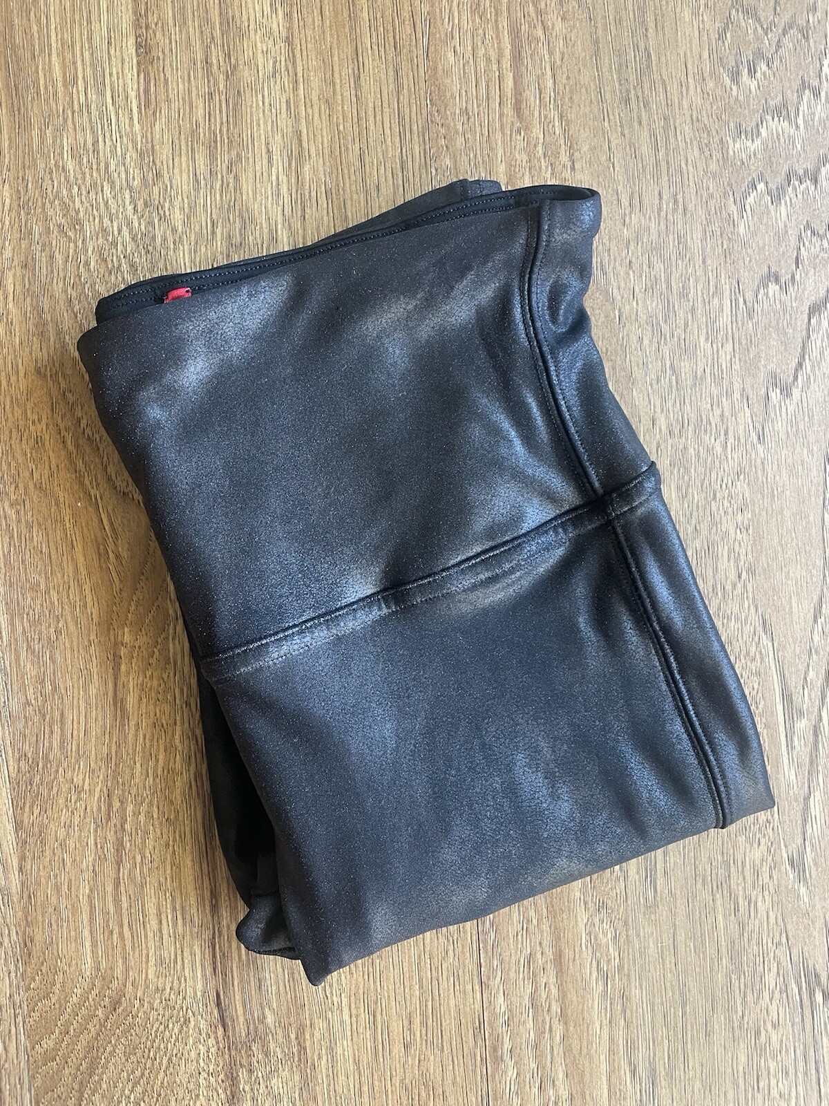 Spanx Leggings Black Metallic Shimmer High Rise Womens sz M Athleisure Yoga Glam